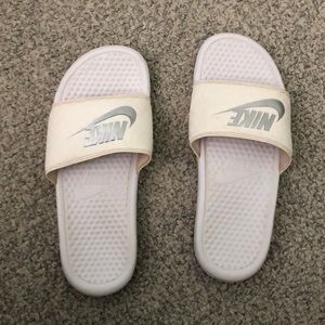 White Nike Slip on sandals